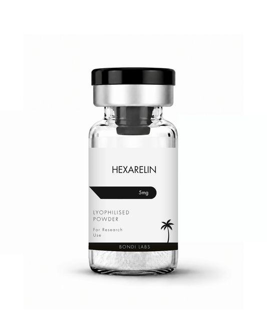 Hexarelin research peptide vial by Bondi Labs Australia